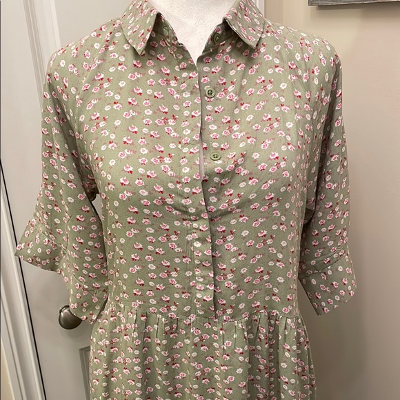 Ella Simone Green Floral Ruffled Tiered Maxi Dress MP Pockets 100% Rayon New! - Picture 4 of 16